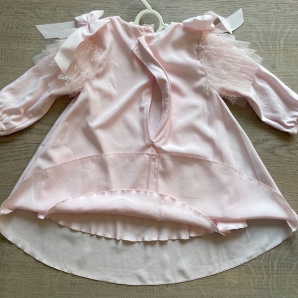 Silky Pink Cotton Baby Dress - Picture 3 of 11